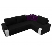 Угловой диван Николь (микровельвет чёрный белый фиолетовый) - Изображение 3
